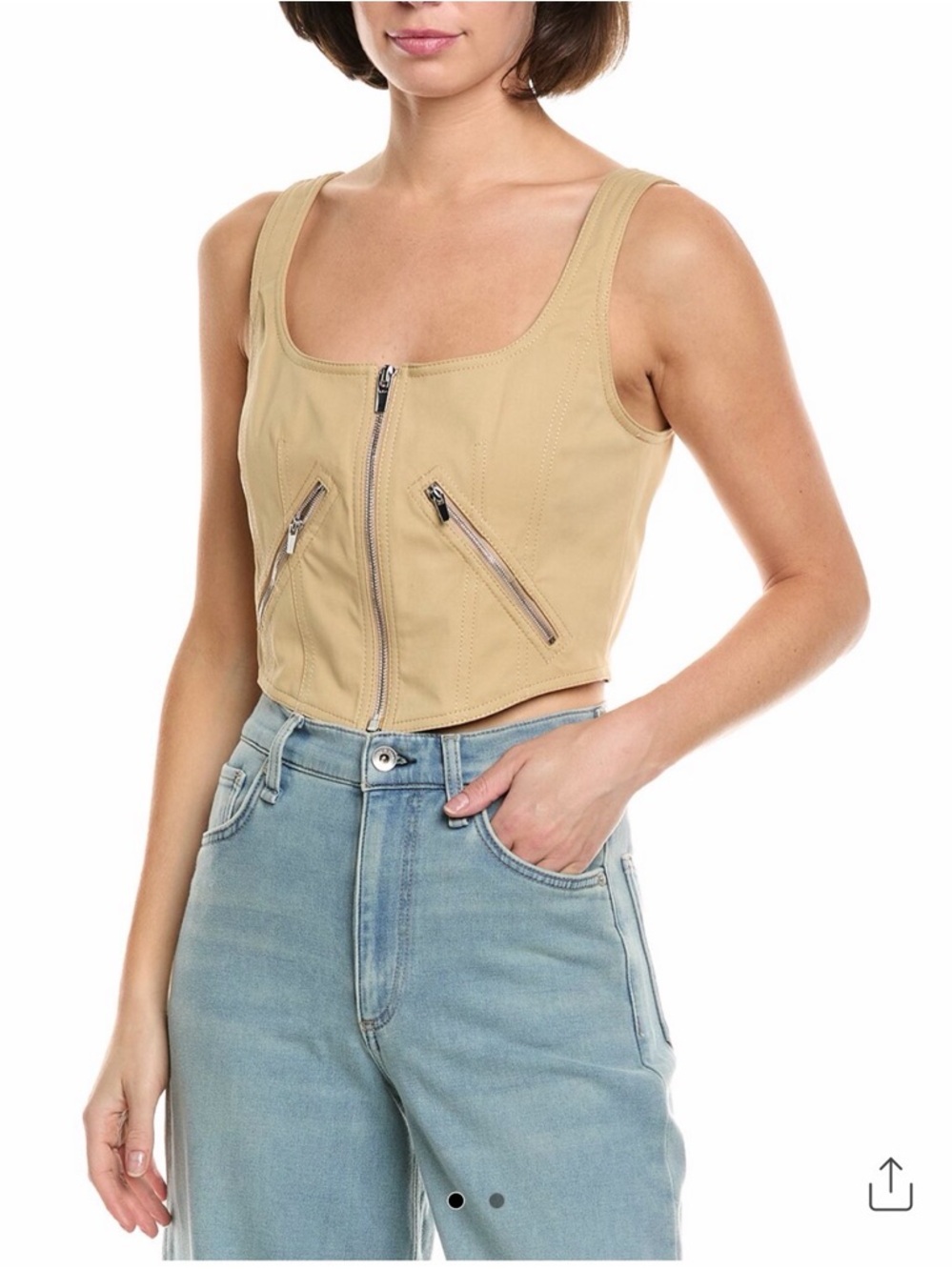 A.L.C. Dea Camel Zip Front Corset Crop Top Size 12 NWT